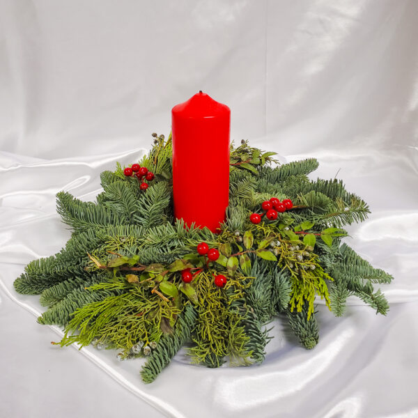 Table Candle Christmas Wreath